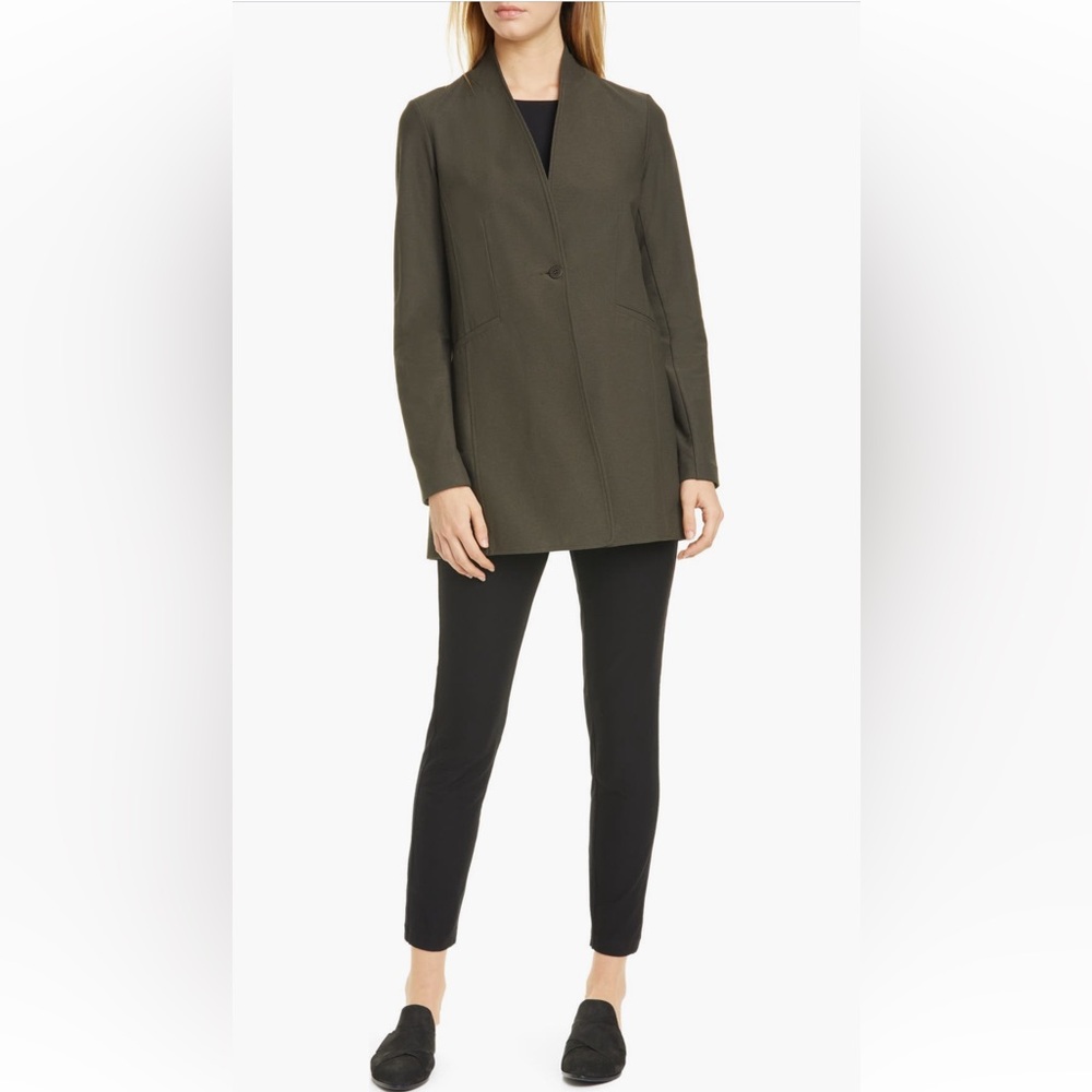 NWOT $178 Eileen Fisher Stretch Crepe Slim Ankle Pants Black Size XL